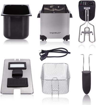 Aigostar Deep Fryer, Electric Deep Fat Fryers with Baskets, 3 Liters Capacity Oil Frying Pot with View Window, ETL Certificated, 1650W Ushas