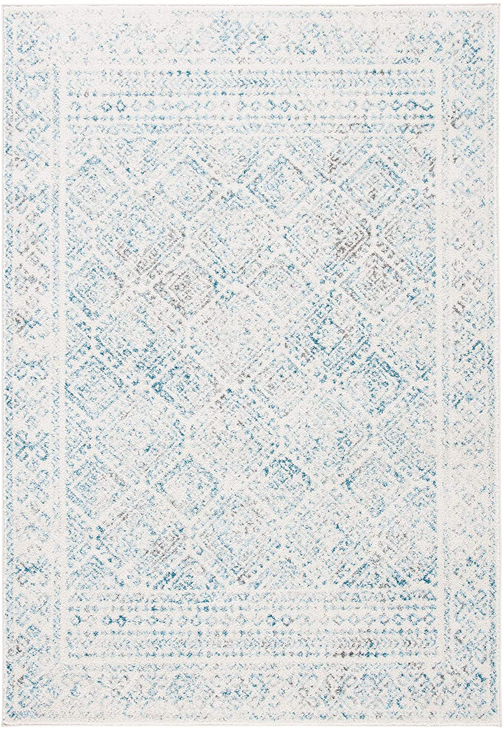 Safavieh Tulum Collection TUL264B Moroccan Boho Distressed Non-Shedding Stain Resistant Living Room Bedroom Area Rug, 2' x 5', Ivory / Turquoise