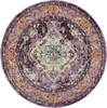 Safavieh Monaco Collection MNC243L Boho Chic Medallion Distressed Non-Shedding Stain Resistant Living Room Bedroom Area Rug, 3' x 3' Round, Violet / Light Blue