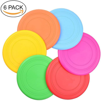 TEESUN Frisbee Kids Flying Disc Toy Outdoor Playing Lawn Game Disk Flyer Frisbee for Kindergarten Teaching Soft Silicone Colorful 6 Pack Bulk Set