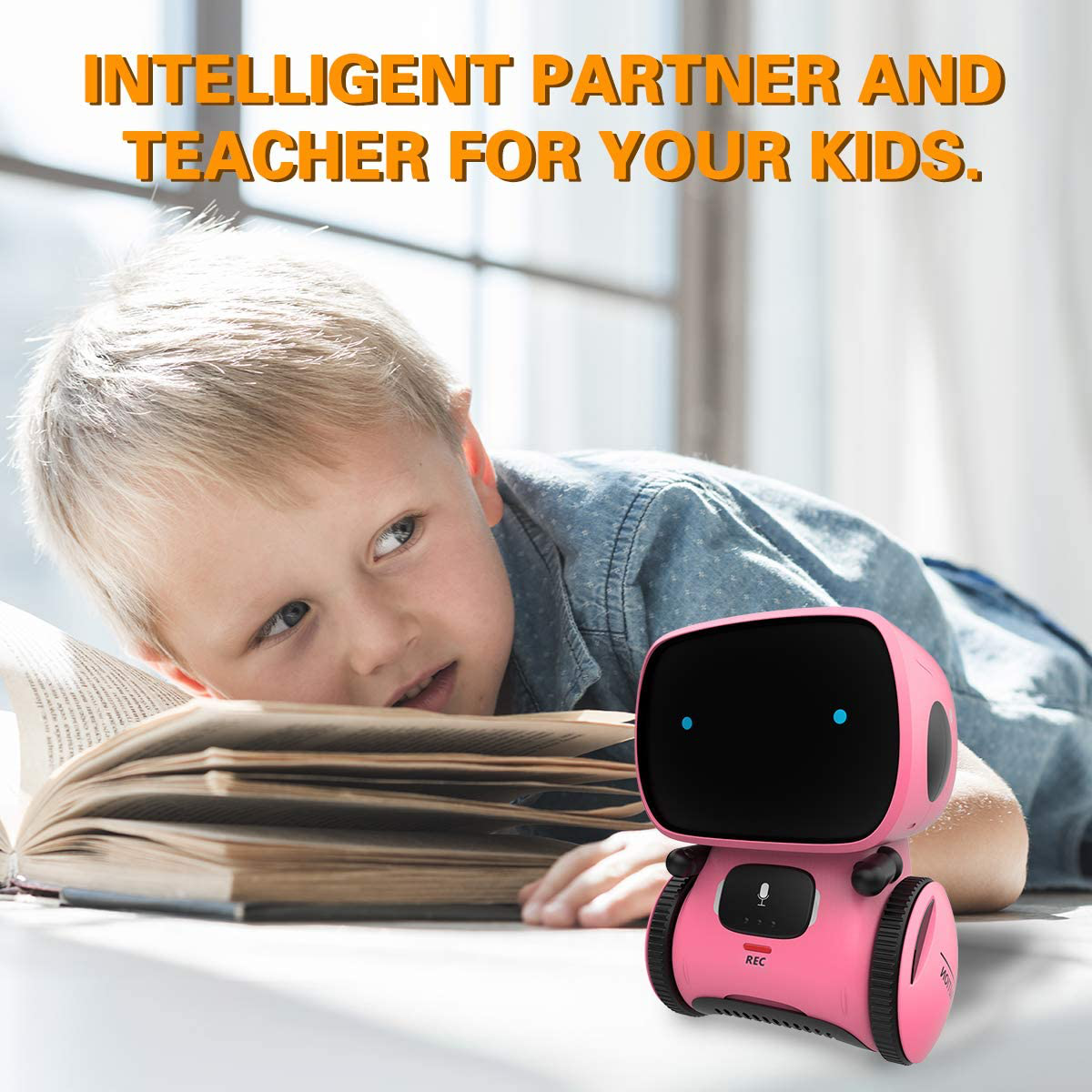 98K Kids Robot Toy, Smart Talking Robots, Gift for Boys and Girls Age 3+, Intelligent Partner and Teacher, with Voice Controlled and Touch Sensor, Singing, Dancing, Repeating