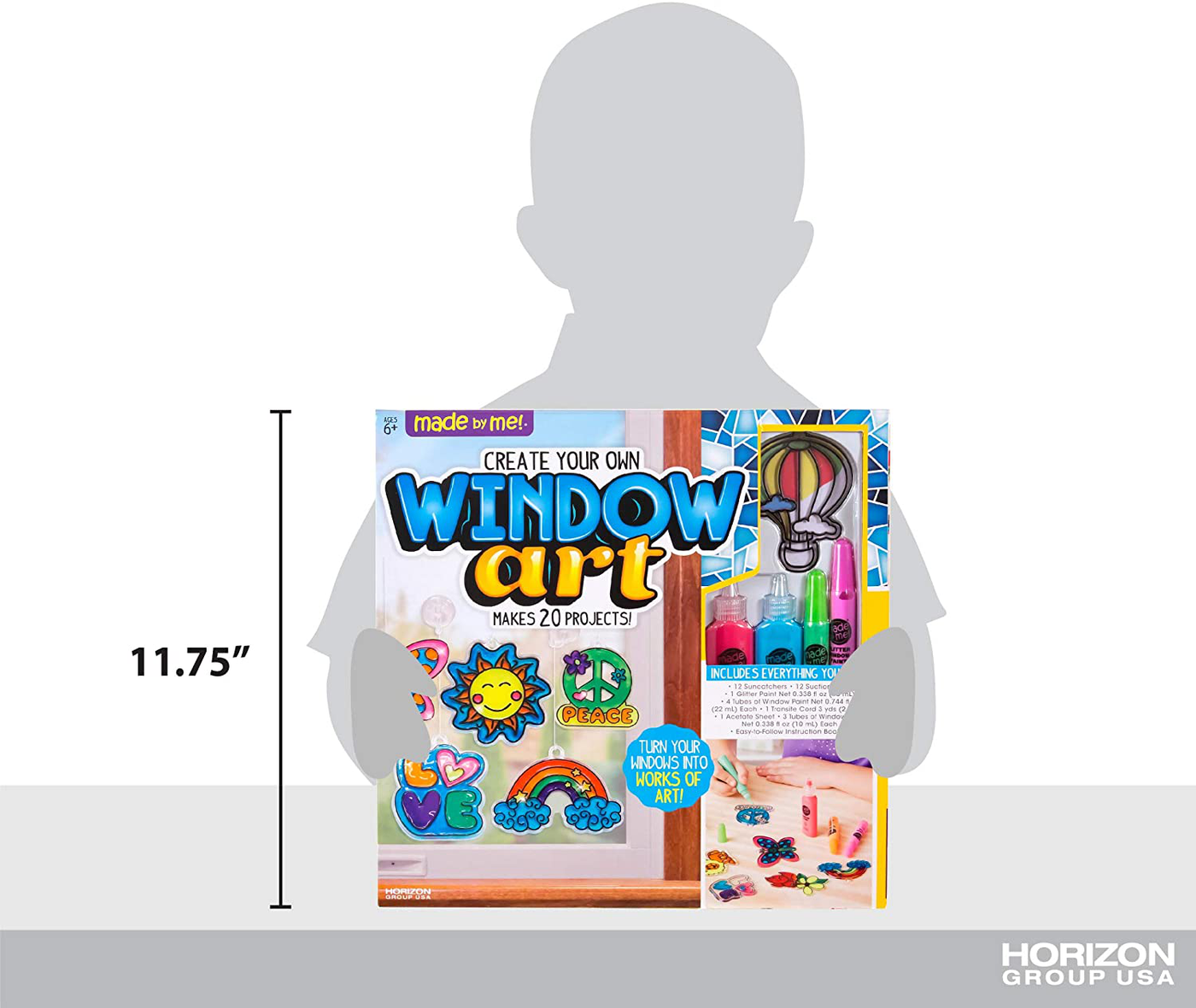 Made By Me Create Your Own Halloween Window Art by Horizon Group USA, Make 20 Projects, Includes Suncatcher Frames & Window Clings, Glow-in-The-Dark Paint, Paint Tubes, Suction Cups & Cording,Multi
