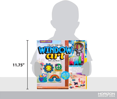 Made By Me Create Your Own Halloween Window Art by Horizon Group USA, Make 20 Projects, Includes Suncatcher Frames & Window Clings, Glow-in-The-Dark Paint, Paint Tubes, Suction Cups & Cording,Multi