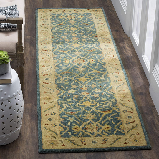 Safavieh Antiquity Collection AT14E Handmade Traditional Oriental Premium Wool Runner, 2'3" x 10' , Blue