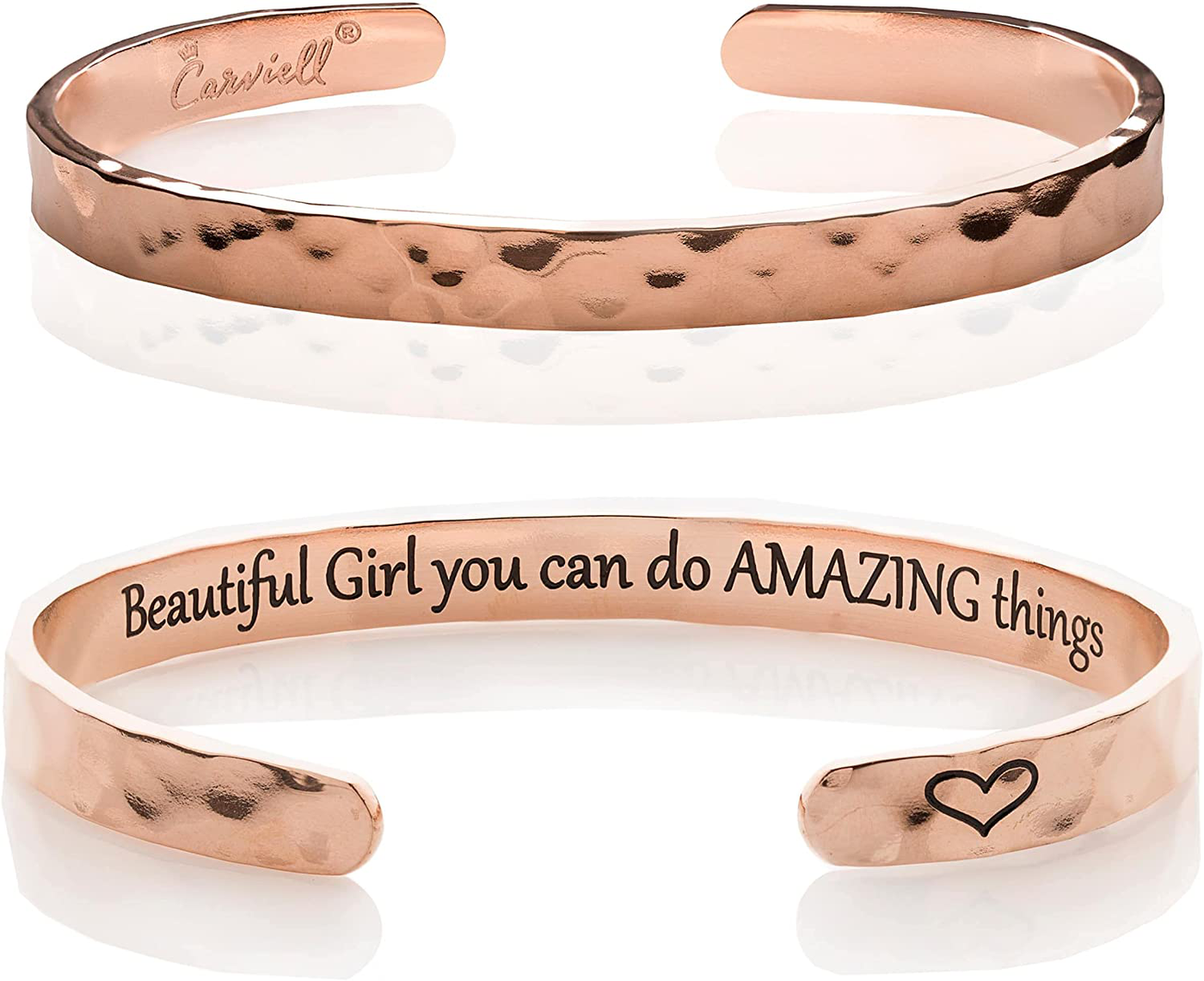 Carviell Bracelets for Women, Personalized Gifts for Her, Mom, Best Friend, Inspirational Friendship Cuff for Teen Girls, Engraved, Birthday Gift Jewelry