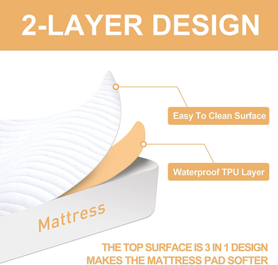 Jadeite star Twin Size Easy to Clean Mattress Pad Waterproof Mattress Protector, Deep Pocket Fitted 8-21 Inches Breathable Noiseless Soft Mattress Cover