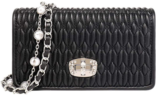 Women's Quilted Purses and Handbags Genuine Leather Quilted Chain Purse Shoulder Bag Small Crossbody Bag Purse