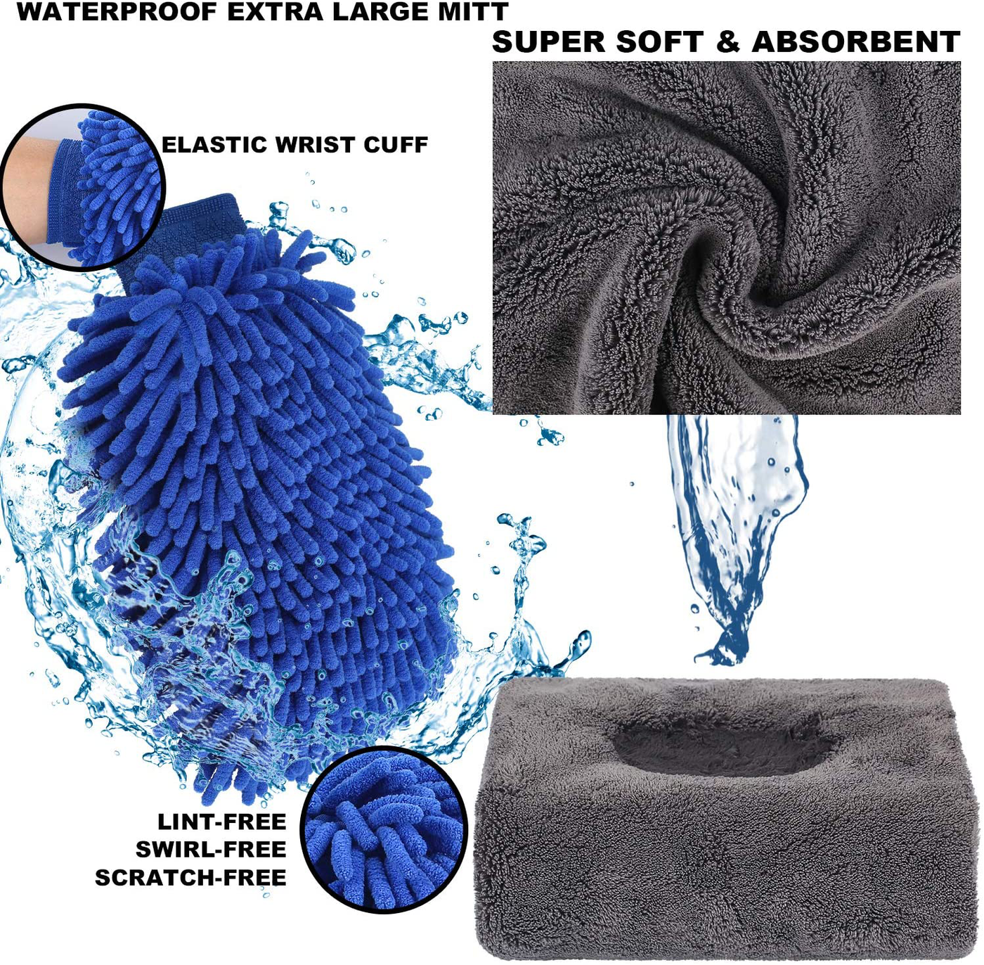 AUTODECO 22Pcs Car Wash Cleaning Tools Kit Car Detailing Set with Black Canvas Bag Collapsible Bucket Wash Mitt Sponge Towels Tire Brush Window Scraper Duster Complete Interior Car Care Kit