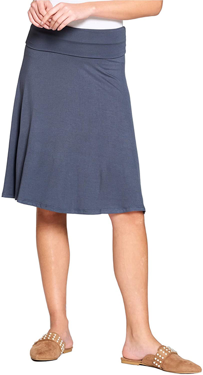 Popana Womens Casual Knee Length A-Line Stretch Midi Skirt Plus Size Made in USA