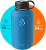 BUZIO Insulated Water Bottle with Straw Lid and Flex Cap, 32oz, 40oz, 64oz, 87oz Modern Double Vacuum Stainless Steel Water Flask, Cold for 48 Hrs Hot for 24 Hrs Simple Thermo Canteen Mug,BPA-Free