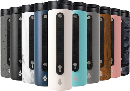 Sports Bottle, Stainless Steel Water Bottle 20oz with Sports Top, Double Insulated Water Bottles that Keep Your Drink Cold or Hot, White Sports - Elemental