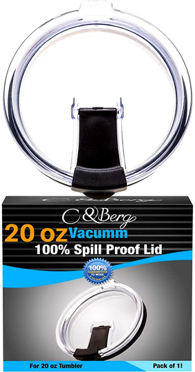 1 Yeti Lids 20/10 oz Spill Proof - No Leak Splash Resistant Vacuum Replacement Black Locking Closure 1 Lid for Tumbler, Fits Ozark Lids Open/Close 3 Inch Diameter by C&Berg