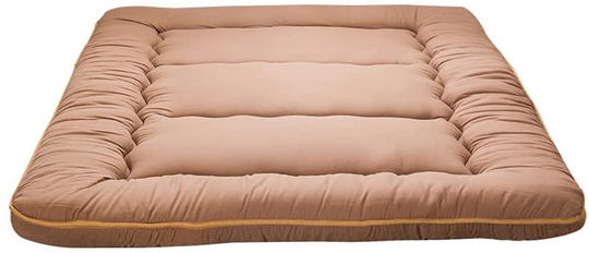 Japanese Floor Mattress Futon Mattress, Thicken Tatami Mat Sleeping Pad Foldable Roll Up Mattress Boys Girls Dormitory Mattress Pad Kids Floor Lounger Bed, Light Brown, Full Size