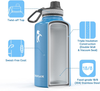 Insulated Water Bottle 64 oz with Reusable Straw & Spout Lid, Coolflask Half Gallon Water Jug, Sweat-Proof BPA-Free Keep Cold for 48 Hrs or Hot for 24 Hrs, King's Blue