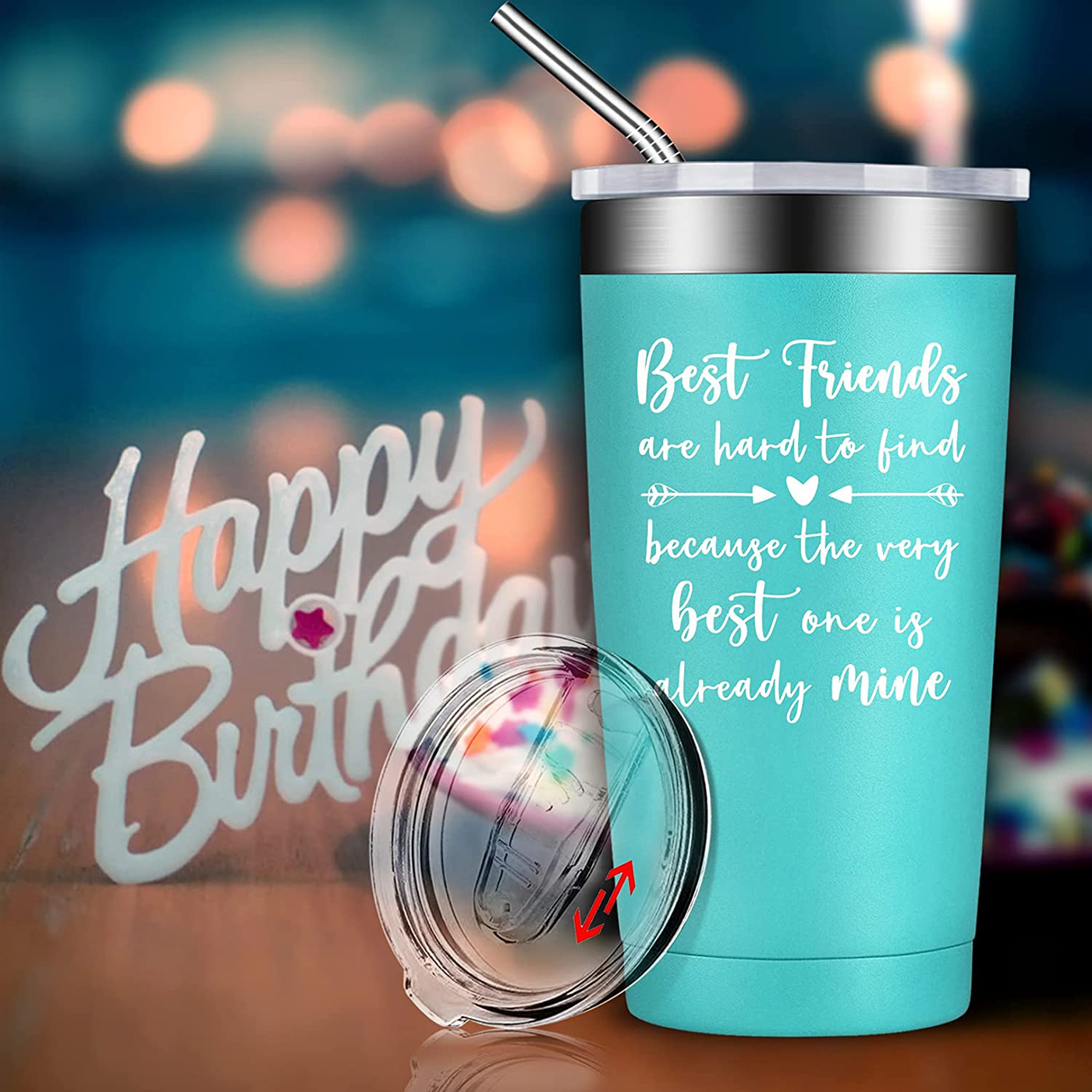 BIRGILT Best Friend Gift for Women - Gifts for Best Friends - Funny Friendship Birthday Gifts for Friend Female, Bff, Coworker, Sister, Woman, Her - 20oz Friend Tumbler Cups with Straw