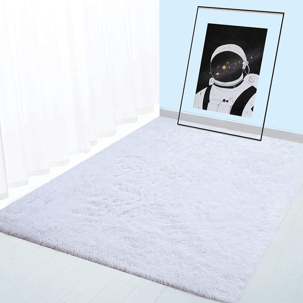 BOYASEN Ultra Soft Indoor Modern Area Rugs Fluffy Living Room Carpets for Children Bedroom Home Decor Nursery Rug (5 x 8 ft, White)