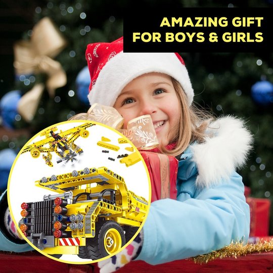 2-in-1 Dump Truck or Airplane - 361 Pcs Creative Bricks Engineering Building Blocks Kit