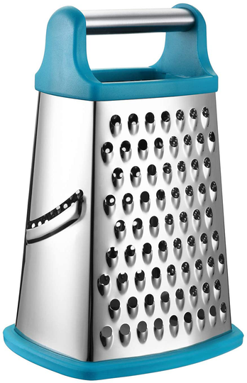Spring Chef Professional Box Grater, Stainless Steel with 4 Sides, Best for Parmesan Cheese, Vegetables, Ginger, XL Size, Teal