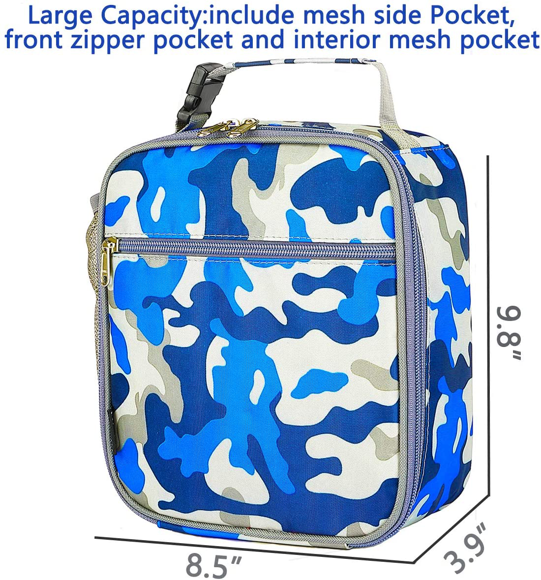 FlowFly Kids Lunch box Insulated Soft Bag Mini Cooler Back to School Thermal Meal Tote Kit for Girls, Boys, Red Camo