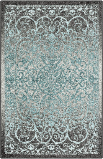 Maples Rugs Pelham Vintage Area Rugs for Living Room & Bedroom [Made in USA], 3'4 x 5, Grey/Blue