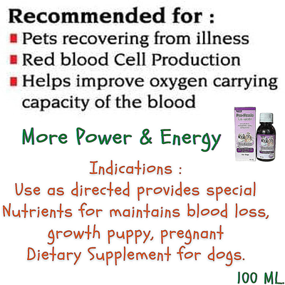 PROFERRIC 100 CC. Tonic Liquid Best Pet Booster Blood Support for Dogs Puppies Iron & Multi Vitamins Supplement Fast Increasing Animal Immunity Energy & Power, Folic B6 B12 Promotes Red Blood Cell