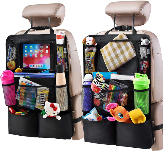 Pack of 2 Backseat Car Organizer, Kick Mats Back Seat Protector with Touch Screen Tablet Holder