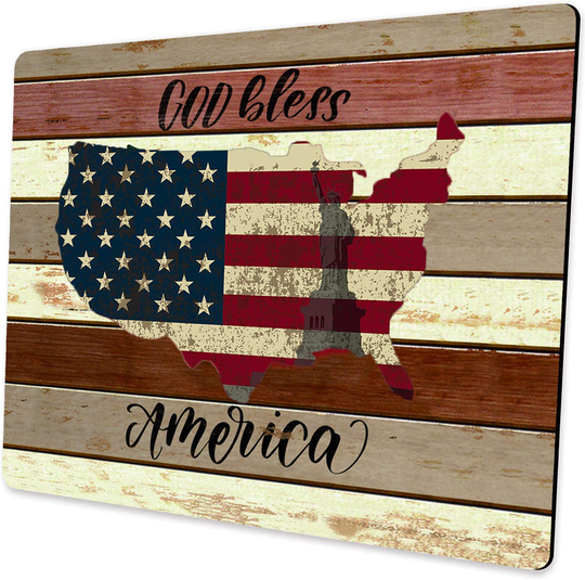 Mouse Pad,American Flag Vintage Art Wooden Wall Mouse Pad Rectangle Non-Slip Rubber Mousepad Office Accessories Desk Decor Mouse Pads for Computers Laptop（Good Bless America）