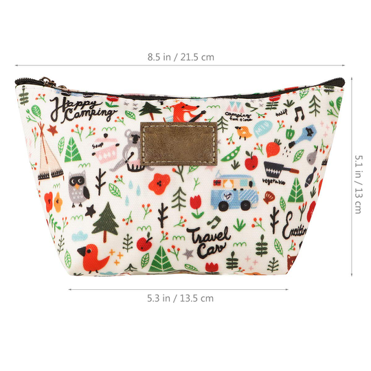 Toiletry Bag, Frcolor Multifunction Makeup Bag Purse Organizer Cartoon Cosmetic Pouch Waterproof Travel Cosmetic Case for Women Girls Teenagers (Happy Camping)