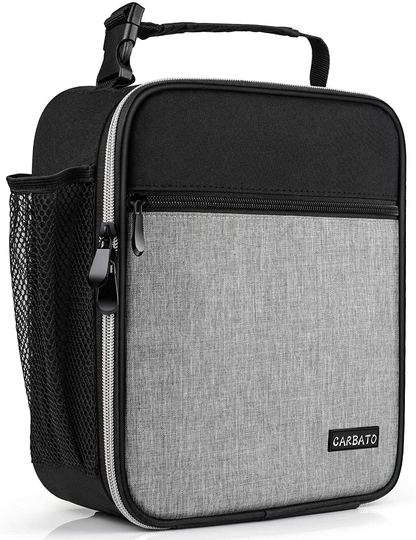 CARBATO Lunch Bag, Durable Insulated Lunch Box Reusable Adults Tote Bag Lunch Bag for Men, Women, Adults (Black Gray)