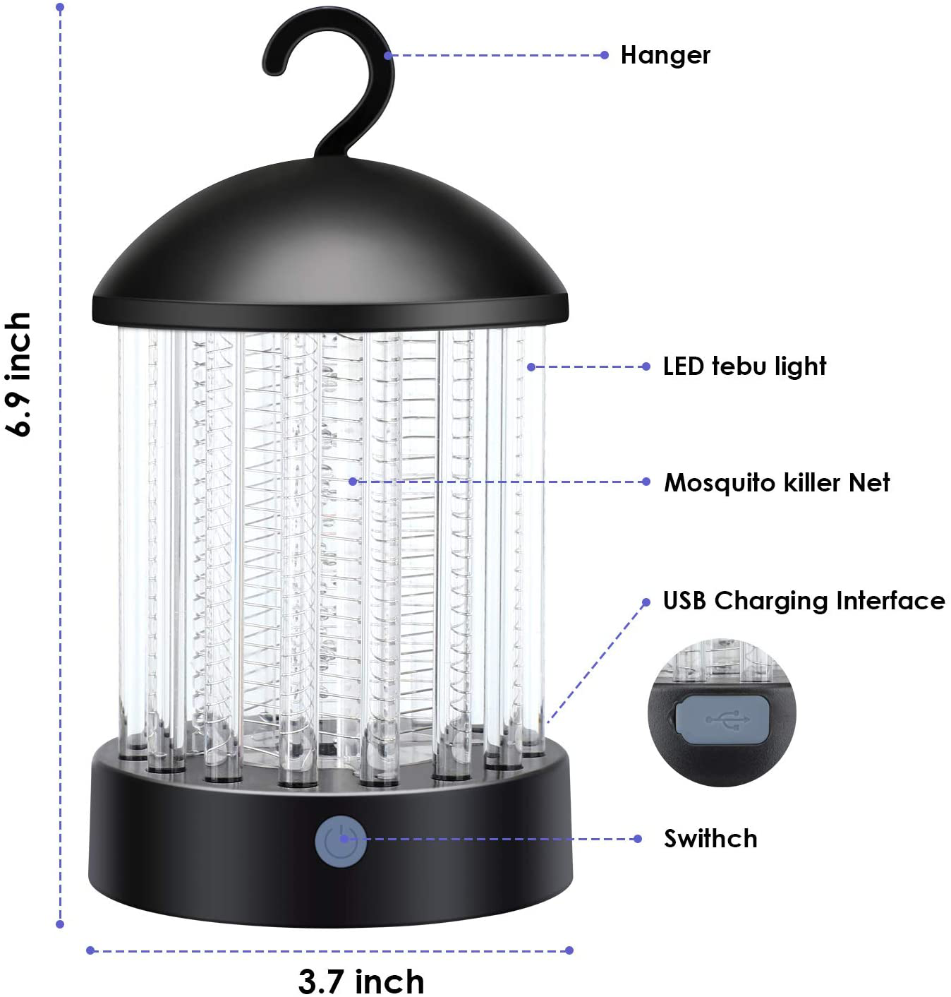 Bug Zapper Outdoor - Mosquito Trap Insect Zapper - Fly Zapper Mosquito Killer Safe & Non-Toxic - Silent & Effortless Operation pest Control - Electronic Insect Killer