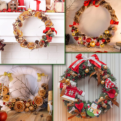 2 Pieces Christmas Grapevine Wreath Natural Grapevine Wreaths Ring Vine Branch Wreath Christmas Roll Rattan Wreath Garland for DIY Christmas Craft or Wedding Decors (3.9 Inches)