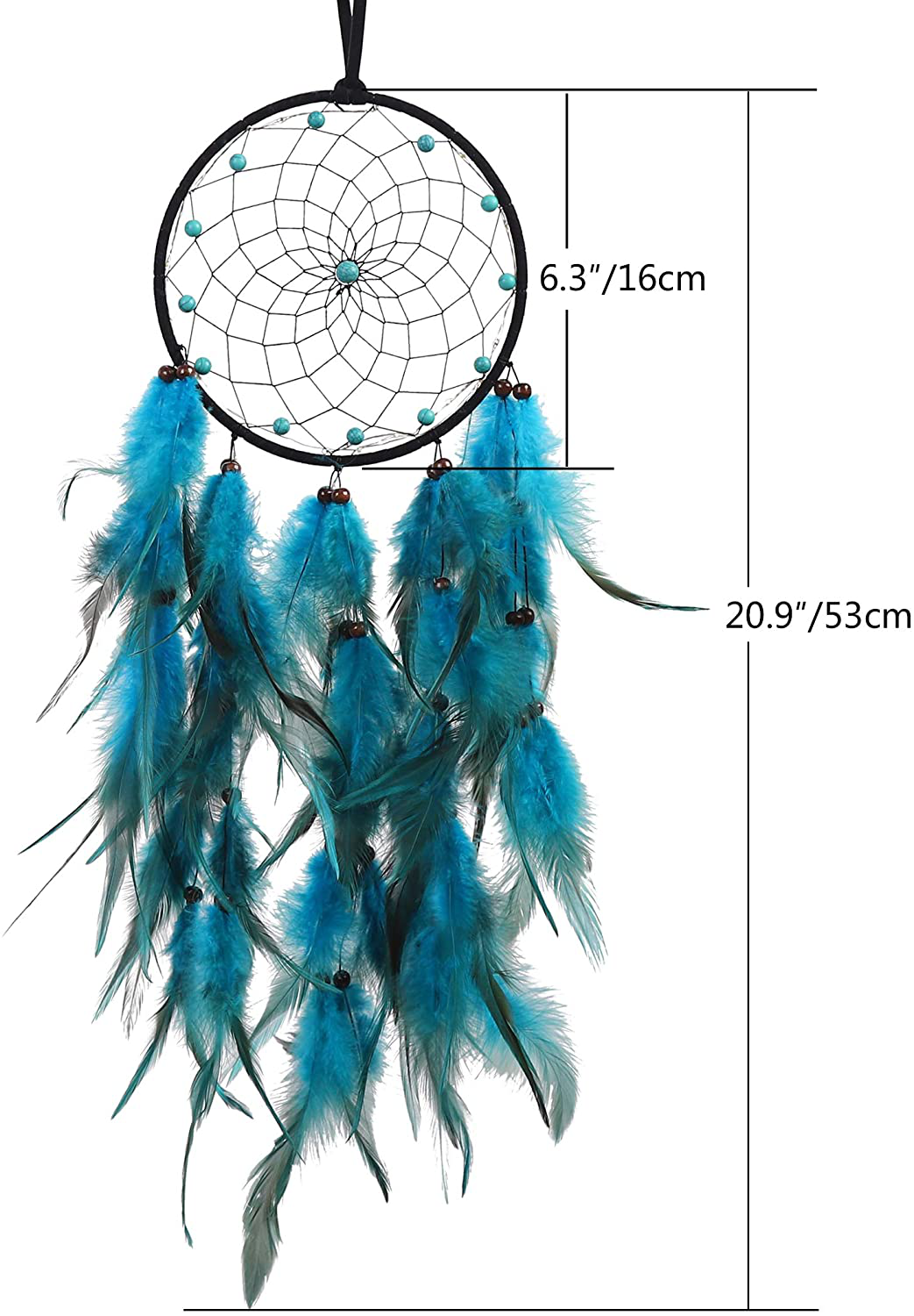 Dream Catcher, Native American HandmadeTassels Boho Feather Dream Catchers with LED Light, Dreamcathers Gift for Bedroom Home Hanging Decor (Blue)