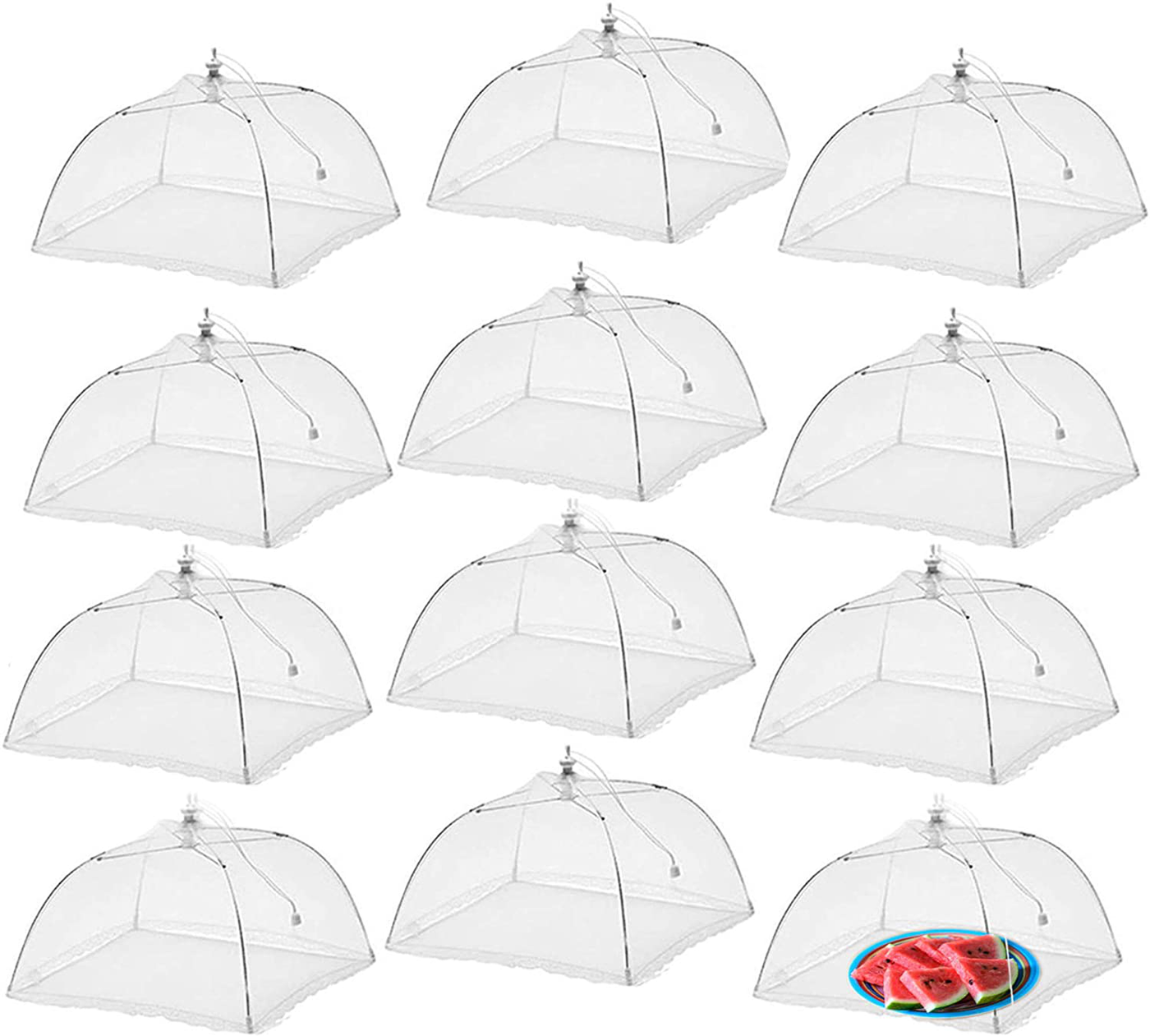 Simply Genius (6 pack) Large and Tall 17x17 Pop-Up Mesh Food Covers Tent Umbrella for Outdoors, Screen Tents, Parties Picnics, BBQs, Reusable and Collapsible