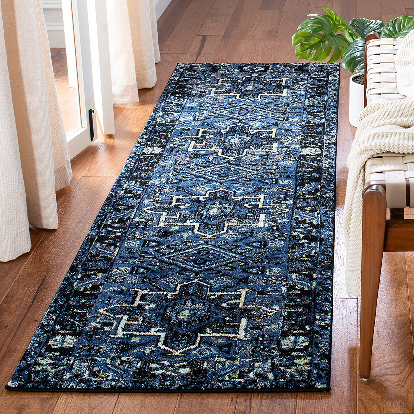 Safavieh Vintage Hamadan Collection VTH211N Oriental Traditional Persian Non-Shedding Stain Resistant Living Room Bedroom Runner, 2'3" x 8' , Blue / Grey