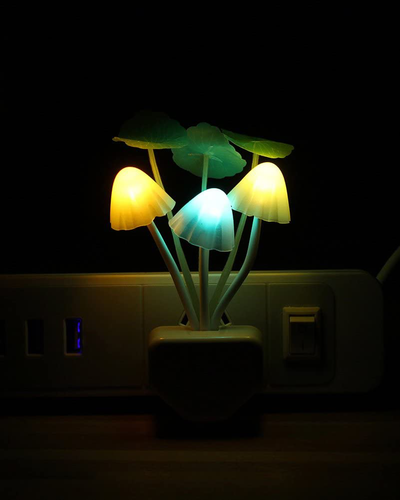 Sensor Led Night Light, Color Changing Plug-in LED Mushroom Dream Bed Lamp