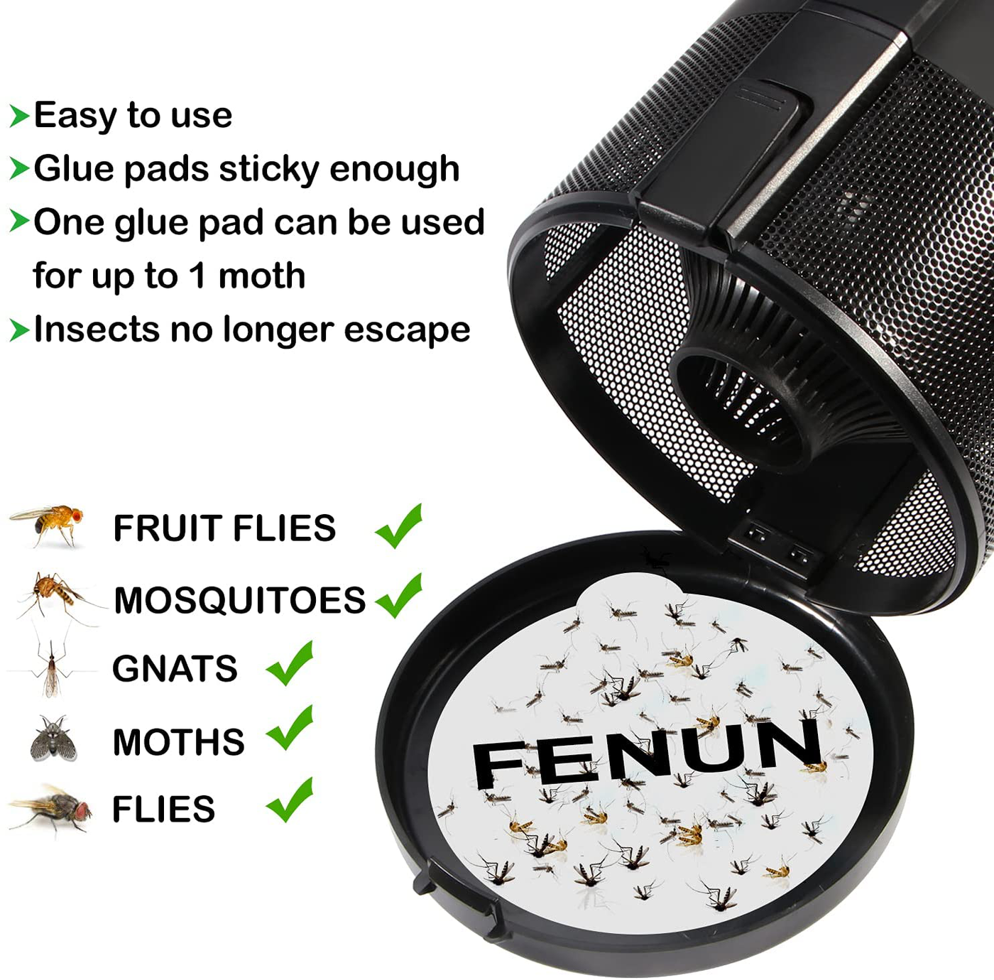 FENUN Mosquito Trap Glue Boards with Sticky, no Chemicals, Non-Toxic (10 Pack)