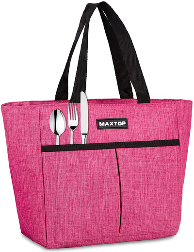 MAXTOP Small Lunch Bags for Women,Insulated Thermal Lunch Tote Bag,Lunch Box with Front Pocket for Office Work Picnic Shopping