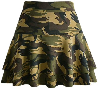 Afibi Casual Mini Stretch Waist Flared Plain Pleated Skater Skirt