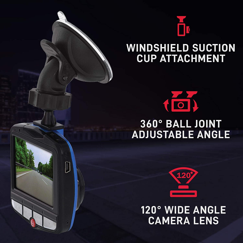 Pro HD DVR Dash Cam 1080P Wide Angle Car Camera with WDR, G-Sensor, Loop Recording and Motion Detection