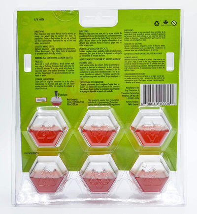 BEAPCO 10036 Prefilled Fruit Fly Traps, 6-Pack, Red