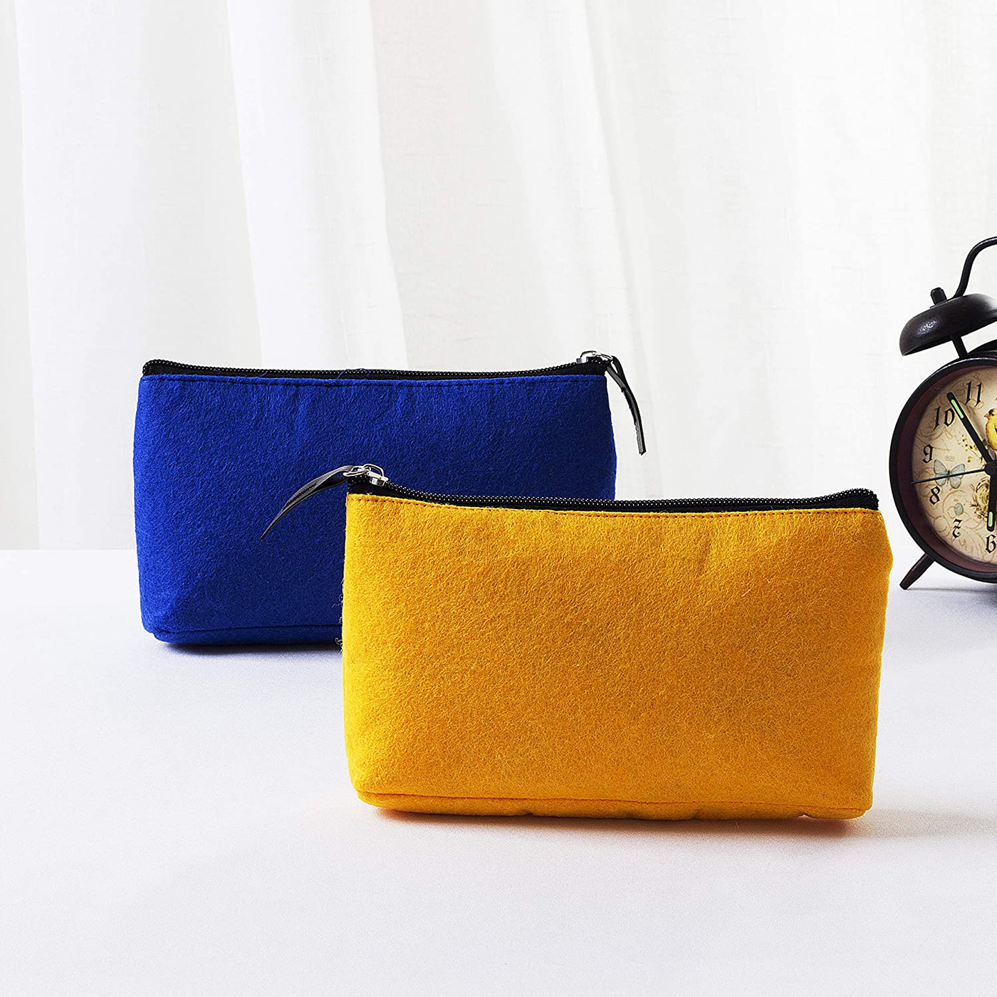 Mr. Pen- Pencil Case, Pencil Pouch, 2 Pack, Yellow and Blue, Felt Fabric Pencil Case, Pen Bag, Pencil pouch Small, Pen Case, School Supplies, Pencil Case, Pencil Bags, Pencil Pouches with Zipper