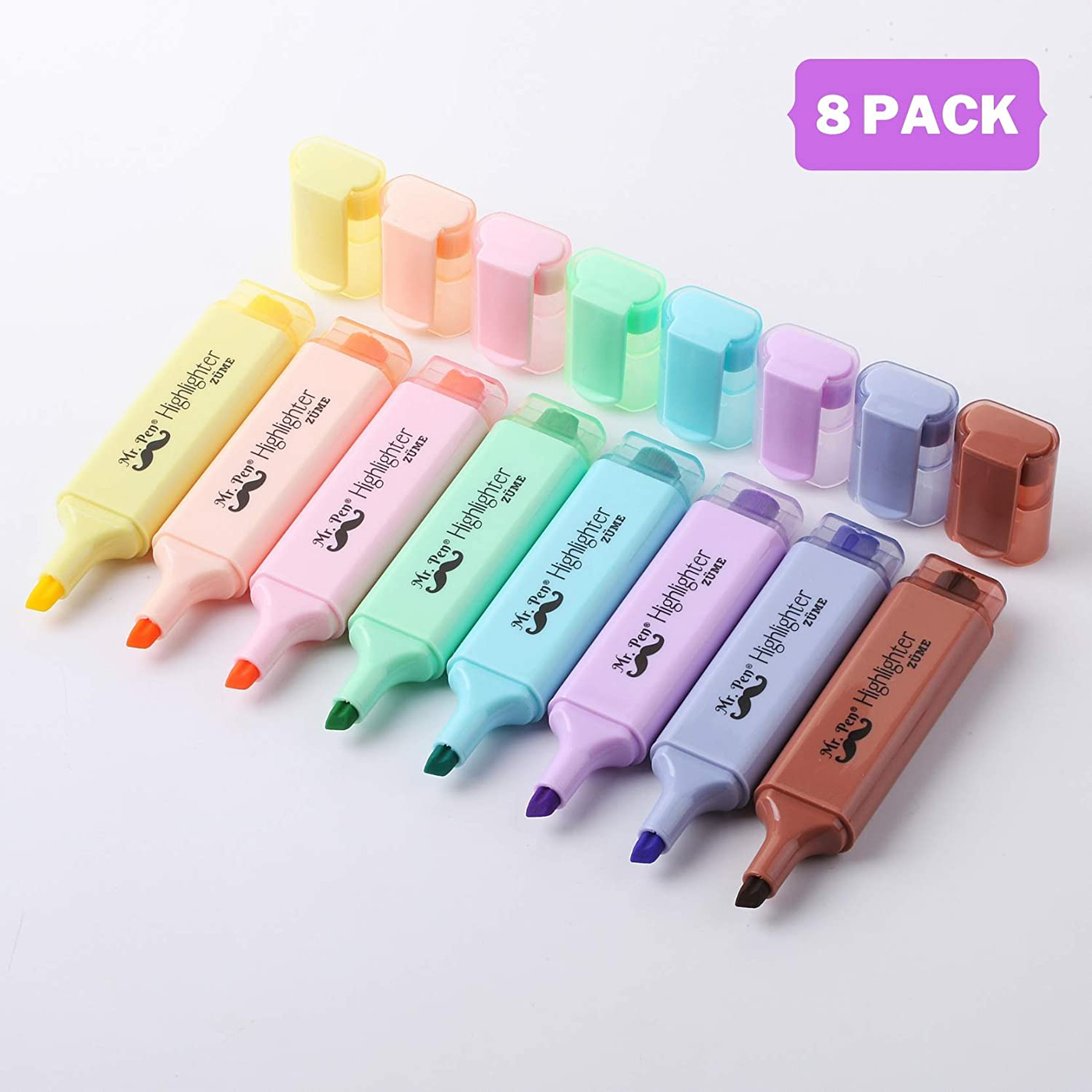 Mr. Pen- Pastel Highlighters, 8 Pack, Chisel Tip, Assorted Colors, Highlighters, No Smear Highlighter, Fast Dry, Bible Study Supplies, Pastel Marker, Pastel School Supplies, Pastel Highlighter Set