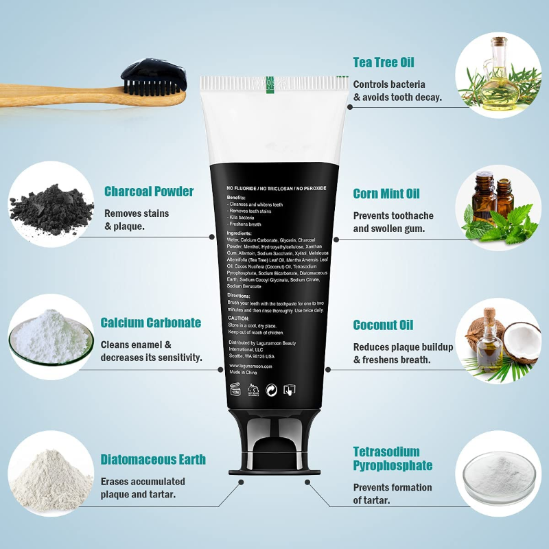 100% Natural Activated Charcoal & Coconut Oil Teeth Whitening Toothpaste