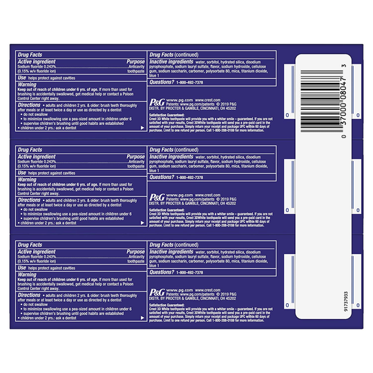 Crest 3D White Toothpaste Radiant Mint, 4.1 oz (Pack of 3) (Packaging May Vary)