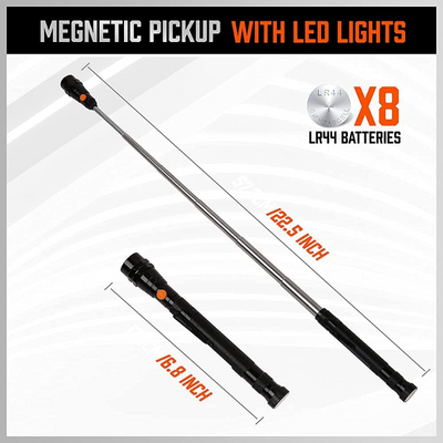 3 Piece Telescoping Magnetic Pickup Tool with LED Lights