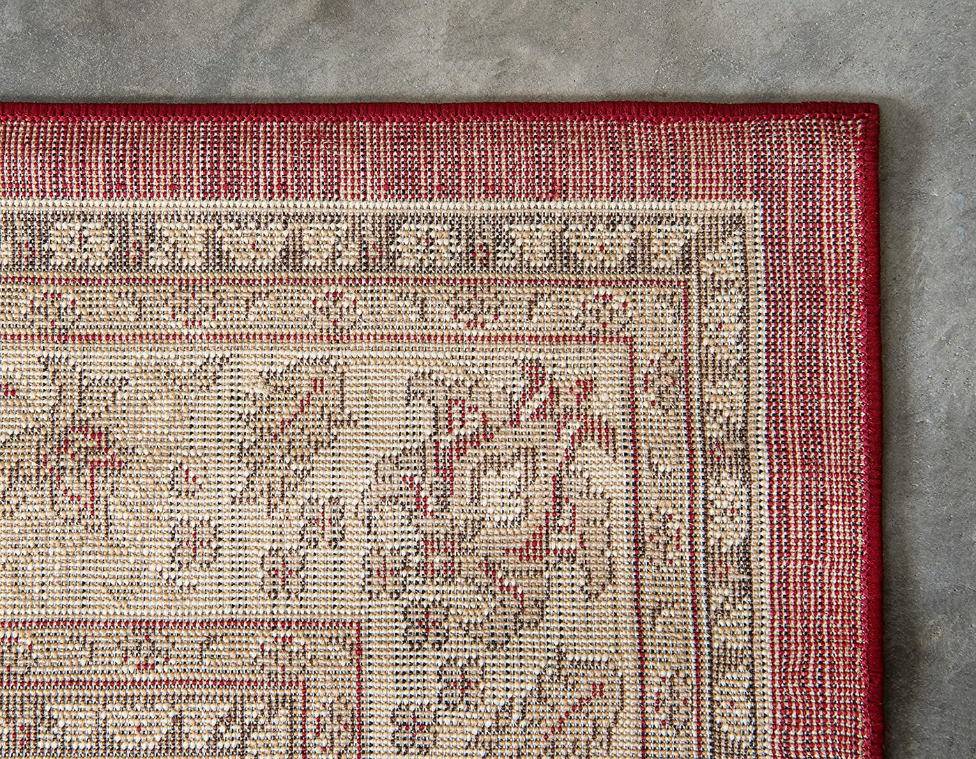 Unique Loom Kashan Traditional Floral Area Rug, 4 x 6 Feet, Red/Ivory