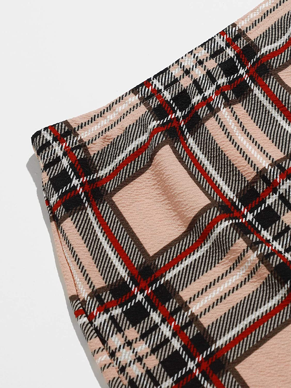 SheIn Women's Plus Size High Waist Tartan Skirt Bodycon Pencil Skinny Skirts