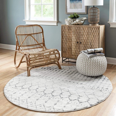 nuLOOM Moroccan Blythe Round Rug, 4', Grey/Off-White