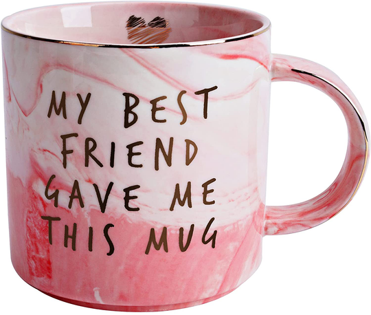 Best Friend Birthday Gifts for Women - My Best Friend Gave Me This Mug - Funny Friendship Gifts for Women - Gifts for BFF, Bestfriend, Besties, Sister, Her, Woman - Pink Marble Mug, 11.5oz Coffee Cup