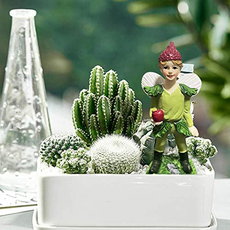 Miniature Garden Fairy Set of 2 Small Ornaments Jungle Boy Girl Statue Enchanted Figurines Fairy Garden Accessories